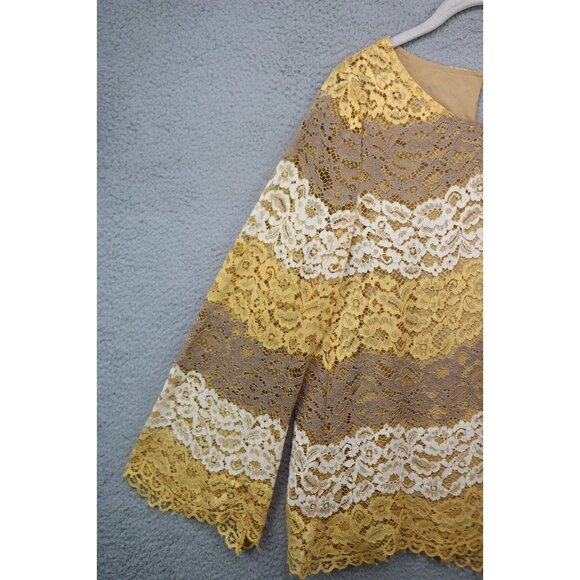 Blushing Heart All Lace Long Bell Sleeve Tunic-Sheer-Lined-Large-Cottagecore - Picture 3 of 12